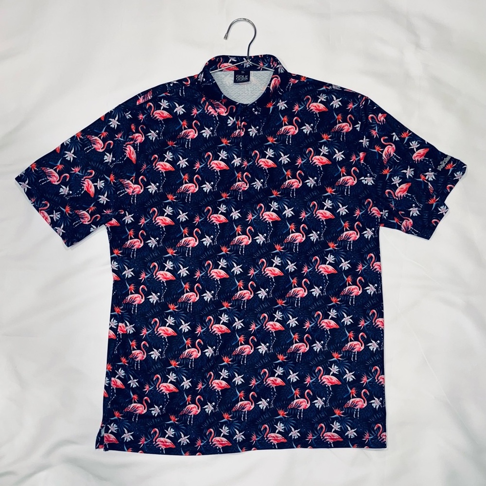 Men's Flamingo Print Shirt - Black and Pinkz